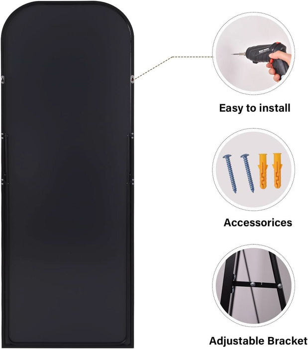 28"X71" Full Length Mirror Floor Mirrors Freestanding Hanging or Leaning Large Mirrors Full Body Mirror with Stand for Cloakroom, Bedroom, Living Room, Black