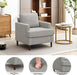 Mid-Century Accent Chair,Modern Linen Fabric Armchair for Living Room,Comfy Upholstered Reading Accent Chairs for Bedroom,Single Sofa Chair with Wood Legs (Light Grey, 1 Pack)