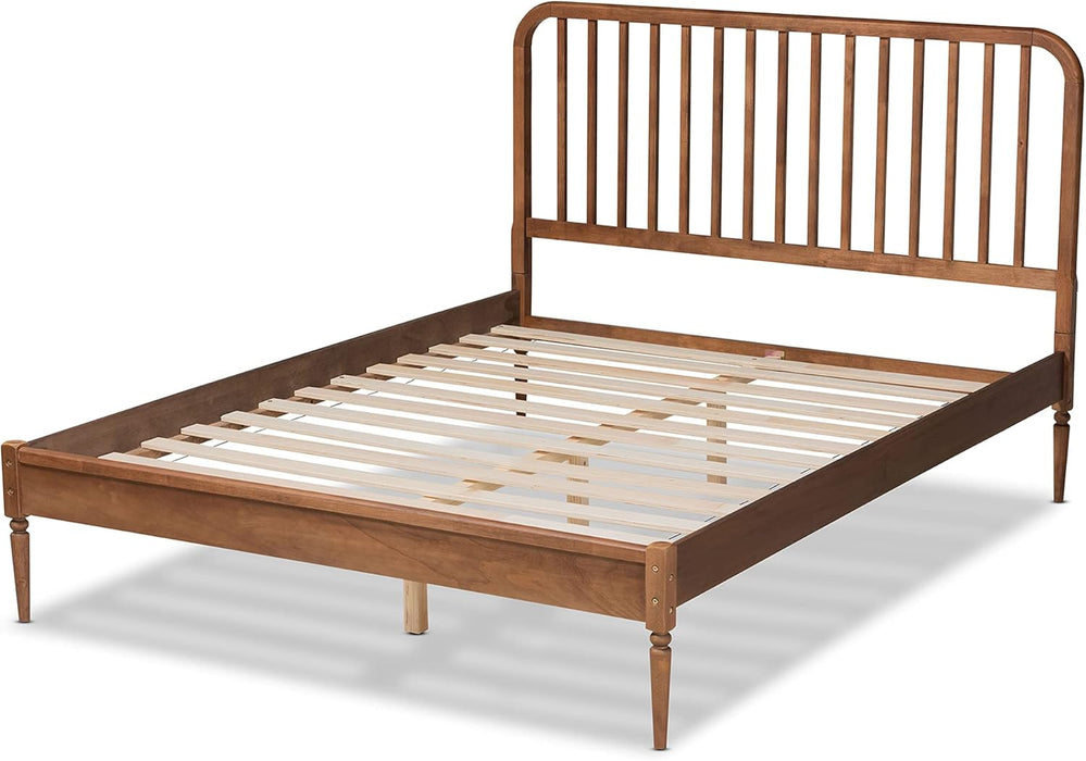 Neilan Modern and Contemporary Walnut Brown Finished Wood Queen Size Platform Bed