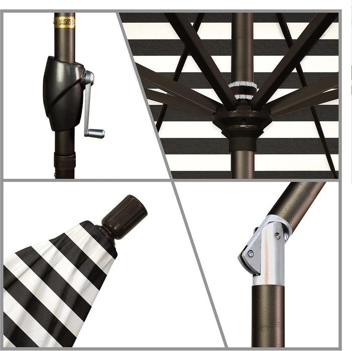 7.5' Rd Pacific Trail Series Aluminum Patio Umbrella, Crank Lift, Push Button Tilt, Bronze Finish, Sunbrella Cabana Classic Fabric