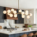 Mid Century Modern Chandelier over Table, 16-Light Globe Sputnik Chandelier Rectangle Pendant Lighting Fixture Hanging Ceiling Light for Dining Room, Kitchen Island