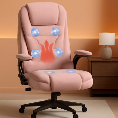Point Vibrating Massage Office Chair with Heat, Velvet High Back