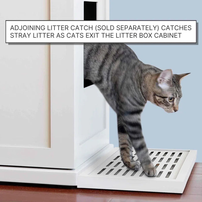 The Refined Litter Box - Wood Cat Litter Box Enclosure Cabinet with Drawer, Modern Style