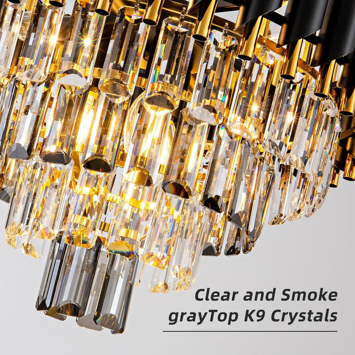 20-Inch Ultra Modern Crystal Chandelier Smoke Gray