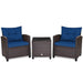 3 Pieces Rattan Patio Furniture Set with Washable Cushion