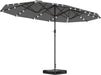 14.4Ft Large Patio Umbrella with 36 Solar LED Lights, Double Sided Outdoor Umbrella with Base Included