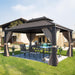 10' X 13' Hardtop Gazebo Galvanized Steel Outdoor Patio Gazebo Canopy Double Roof Pergolas Aluminum Frame with Netting and Curtains for Garden, Patio, Lawns, Parties