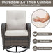 8 Piece Patio Furniture Set with 50000 BTU Propane Fire Pit Table, Outdoor Conversation Set with 2 Swivel Rocker Chairs Wicker Sofa and Ottomans for Casual Gatherings Beige Cushion