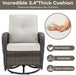 Patio Furniture Swivel Glider PE Wicker Chairs, Outdoor Swivel Rocker Seating with Cushions for Porch Deck Balcony, Brown/Beige