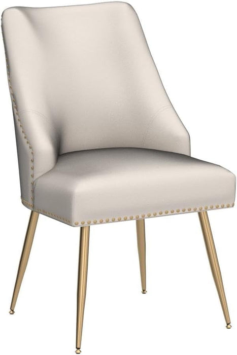 Velvet Dining Room Chairs Set of 2 Nailhead Back with Gold Legs,Beige