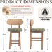 Counter Height Bar Stools Set of 2, Modern Upholstered round Counter Stools with Natural Woven Rope Back and Solid Wood Legs, Boho Barstools for Kitchen Island/Home Bar/Oatmeal - Green Chenille