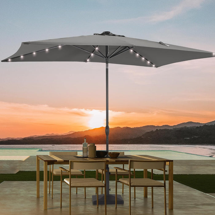 6x9ft Rectangle Umbrella With Integrated Solar Lights