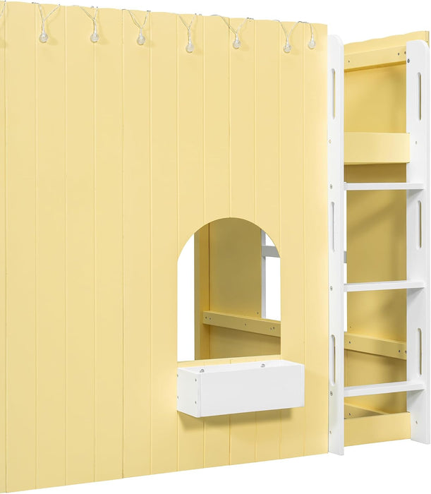 PrimroseYellow Full Size Kids Loft Bed WithPlayArea
