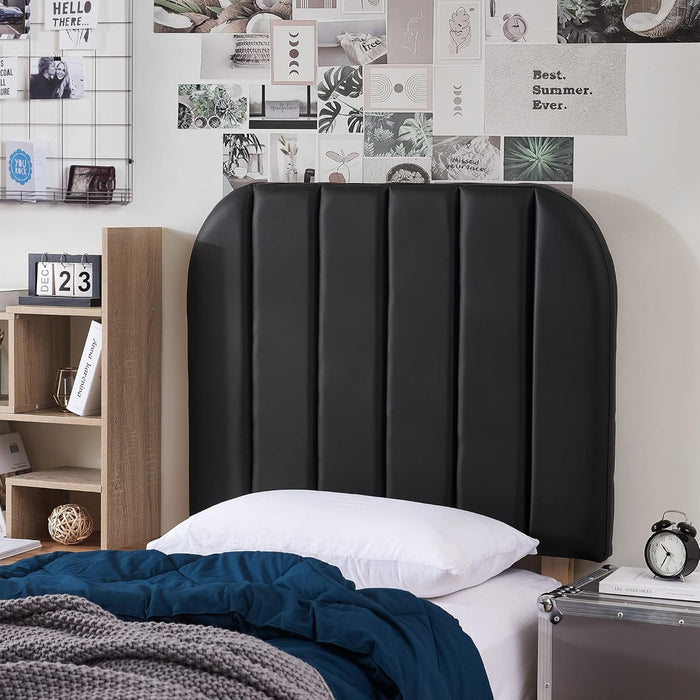 Tavira Allure® College Dorm Headboard - Bevel Panel - Faux Leather Black