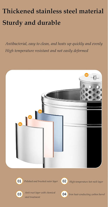 Stainless Steel Charcoal Smoker Grill,Portable Outdoor Smokers with Even Heat Distribution, with Heat-Resistant Handle, Small Charcoal Smoker for Grilling Meat Veggies(Double,Medium)