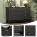 7 Drawer Fluted Dresser for Bedroom, Mid Century Modern Dresser with 7 Drawers, Dressers & Chests of Drawers with Metal Handle, TV Stand & Storage Organizer for Entryway, Hallway, Black