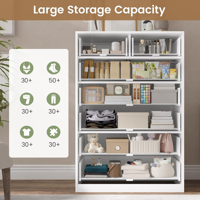 Tall 7 Drawer Dresser, White Modern Chest of Drawers for Bedroom,Closet Dressers with Drawers for Living Room, Entryway, Hallway