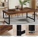 Farmhouse Dining Table for 4-6 People, 55 Inches Industrial Rectangular Kitchen Dinner Table with Heavy-Duty Metal Legs for Home, Dining Room, Small Space, Walnut