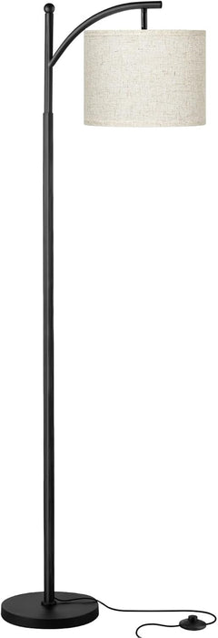 Tall Floor Lamps with 3 Color Temperatures Bulb & Adjustable Linen Shade, for Living Room, Bedroom, Office, Classroom, Dorm Room (9W Bulb Included), Beige & Black, 60"