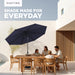 - 10-Year-No-Fade 9 Ft Patio Umbrella with Terylast Fabric, Auto-Tilt Aluminum Frame and 8 Reinforced Ribs for Deck, Pool, Garden & Beach - Navy Blue Canopy, Black Pole