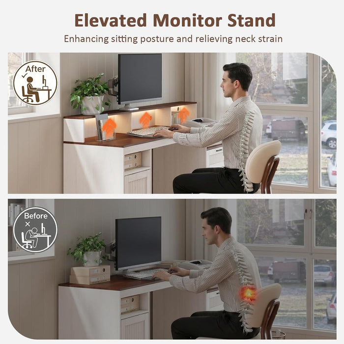 65" Home Office Desk with Drawers and Storage, Large Computer Desk