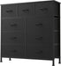 9 Drawer Dresser for Bedroom, Fabric Storage Organizer with Sturdy Metal Frame, Wooden Top Chest of Drawers for Closet Entryway Guest Room,Matte Black