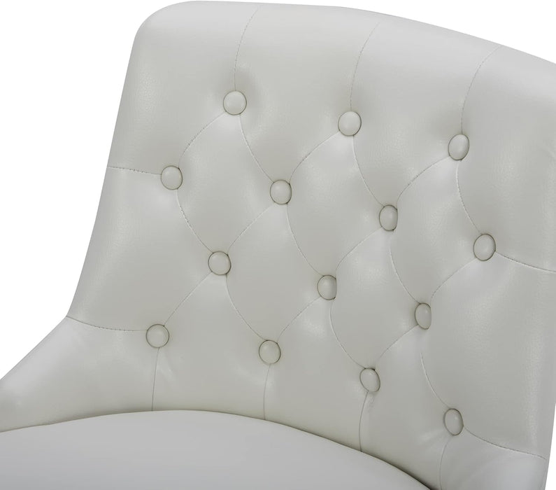 Counter Height Bar Stools, Faux Leather Upholstered Modern Swivel Barstool with Back, Solid Wood Legs, 26" H Seat, White