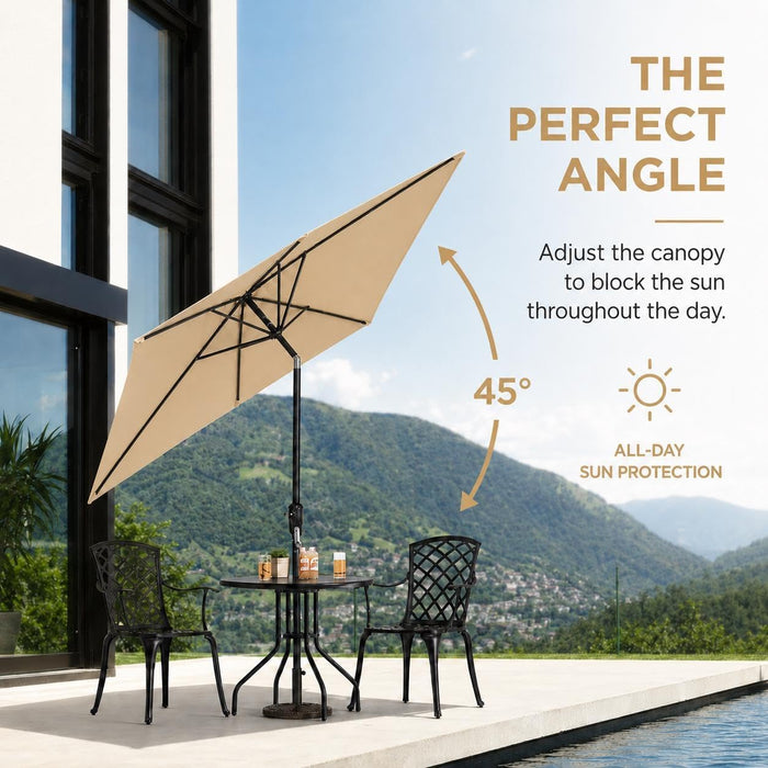 Yaheetech 6.5X10Ft Rectangular Patio Umbrella W/Easy Tilt & Crank, Tan