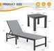 Outdoor Chaise Chairs & Table 3 Pieces Pool Lounge Chair, Adjustable Poolside Sunloungers Lay Flat Sunbathing Chaise with Backrest for Patio, Beach, Yard, Pool