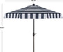 SAFAVIEH Outdoor - Elsa 9-Foot Crank Patio Umbrella - Navy & White Canopy - Brown Aluminum Pole - Striped European Spa Design - Ideal for Patio, Deck, Poolside, Backyard (PAT8003B)