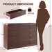 Fluted 8 Drawers Dresser for Bedroom, 55" Wide Wooden Dresser with Metal Handle, Curved Profile Design, Modern Storage Organizer for Bedroom, Living Room, Hallway, Dark Walnut
