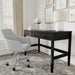 Rhett Home Office Desk with 3 Drawers and Tapered Legs in Black with Oil Rubbed Bronze Hardware