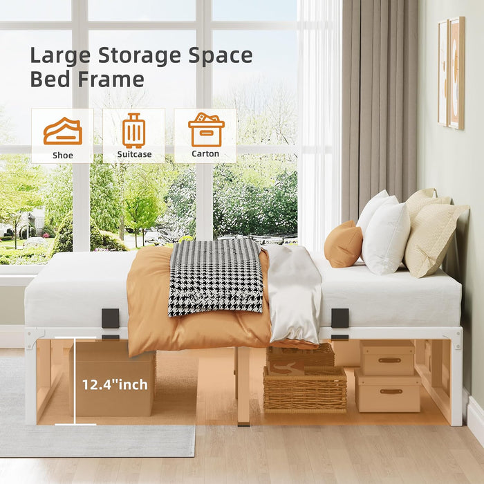 14 Inch Metal Queen Bed Frame with Steel Support, Noise-Free