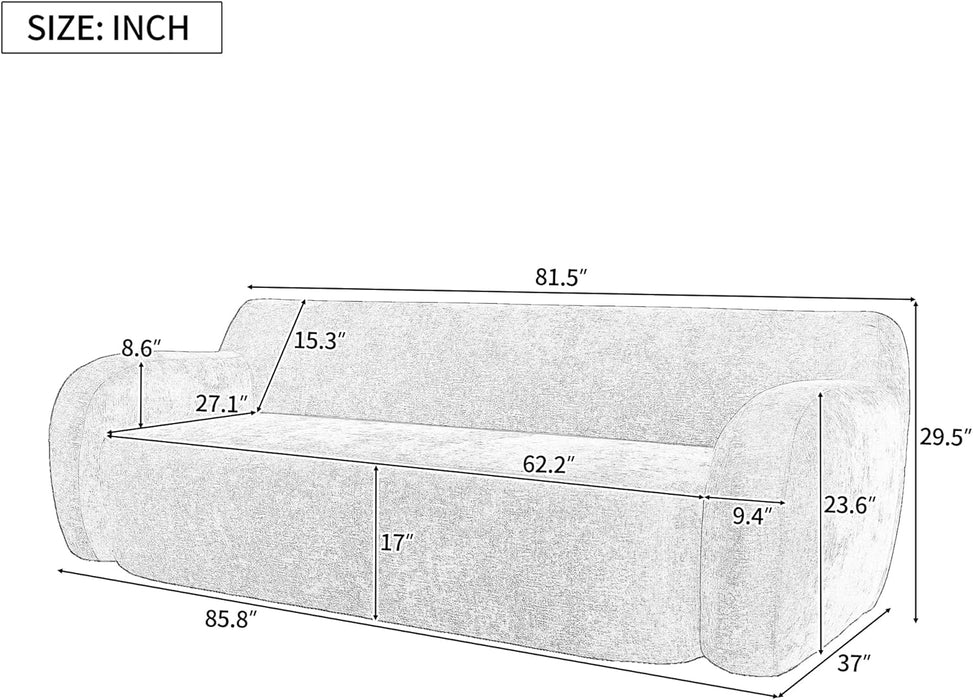 Curved Upholstered Sofa with Extra Seating