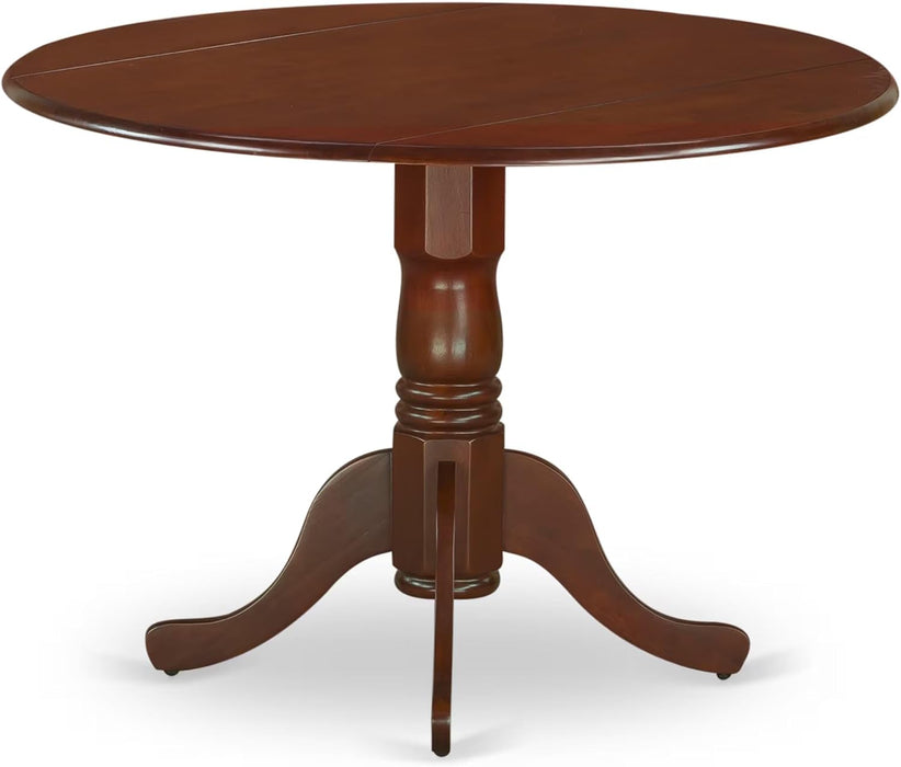 DLT-MAH-TP Dublin Dining Room Table - a round Solid Wood Table Top with Dropleaf & Pedestal Base, 42X42 Inch, Mahogany