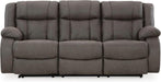 First Base Contemporary Faux Leather Manual Reclining Sofa, Gray