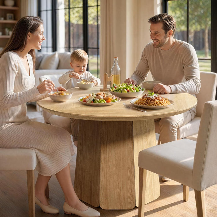 43 Inch Circular Dining Table With SolidWoodPedestal