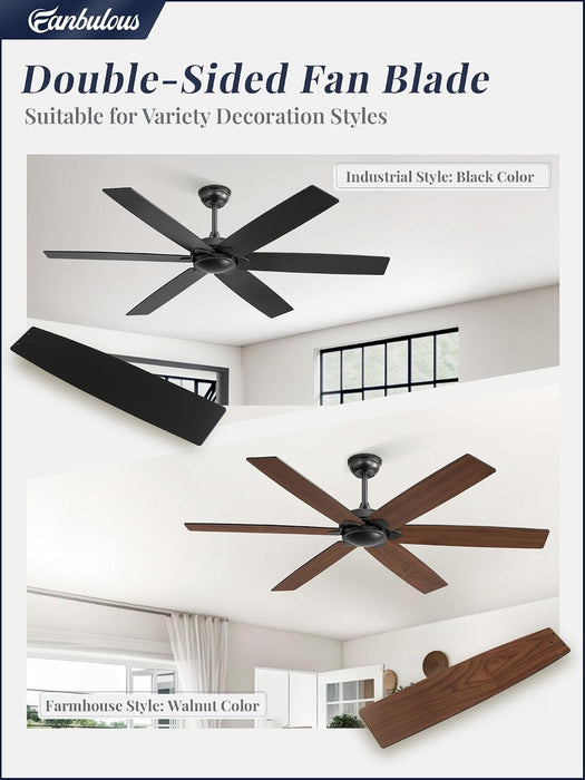 60 Inch Matte Black Ceiling Fan With Remote Included