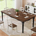 Elegantly Carved Dining Table,70.9" Solid Wood Kitchen Table for 6,WN&BK