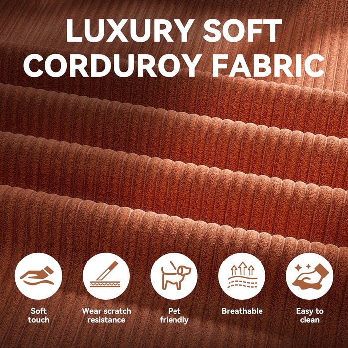 79 Inch Convertible Sofa Bed Orange CorduroyPillows