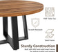 Extendable round Dining Table Wood Circle to Oval Kitchen Table for 4 to 6 People with Black Cross Metal Legs Modern Rustic Walnut Dinner Table Space Saving Furniture