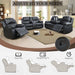 Leather Recliner Sofa Set，Leather Reclining Sofa Set for Living Room Furniture Sets，Black Recliner Couch Set for Living Room/Office/Theater Seating(Sofa Set 3 Pieces)
