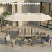 15FT Large Outdoor Patio Umbrella with Solar Lights and Base, Double-Sided Table Umbrellas with 48 LED Lights, Rectangle Market Umbrella for Pool, Deck, Backyard