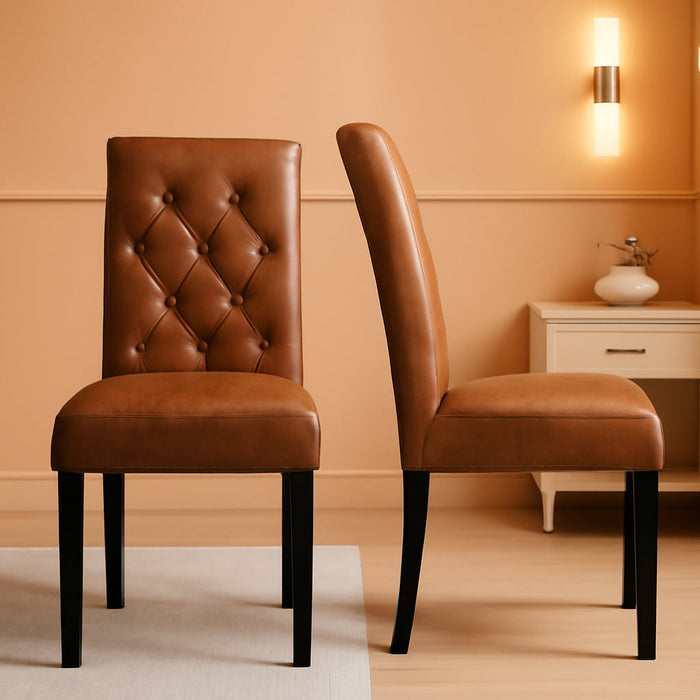 Dining Chairs High Back Dining Room Chairs Parsons Chair Kitchen Chairs Set of 2 Dining Chairs Side Chairs for Home Kitchen Living Room, Retro Brown