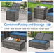 7 PCS Outdoor Patio Furniture Sets W/Two Storage Boxes, Outdoor Conversation Set PE Wicker Sectional Sofa Patio Sofa for Garden, Deck, Grey Rattan& Blue Cushions