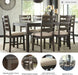 Rokane 7-Piece Dining Room Table Set with 6 Upholstered Chairs - Brown Wood 20" Rectangular Table & Chair Set for Kitchen Dining Room