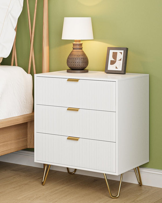 3 Drawer Dresser for Bedroom, 27.6" Modern Storage Dresser, White