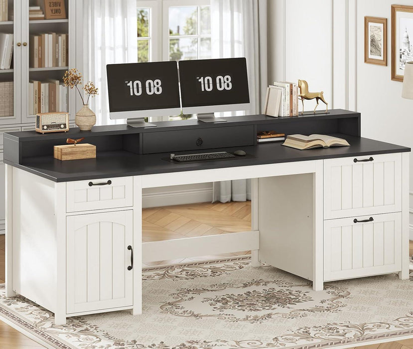 63InchWide White SolidWood Executive Desk With Drawer