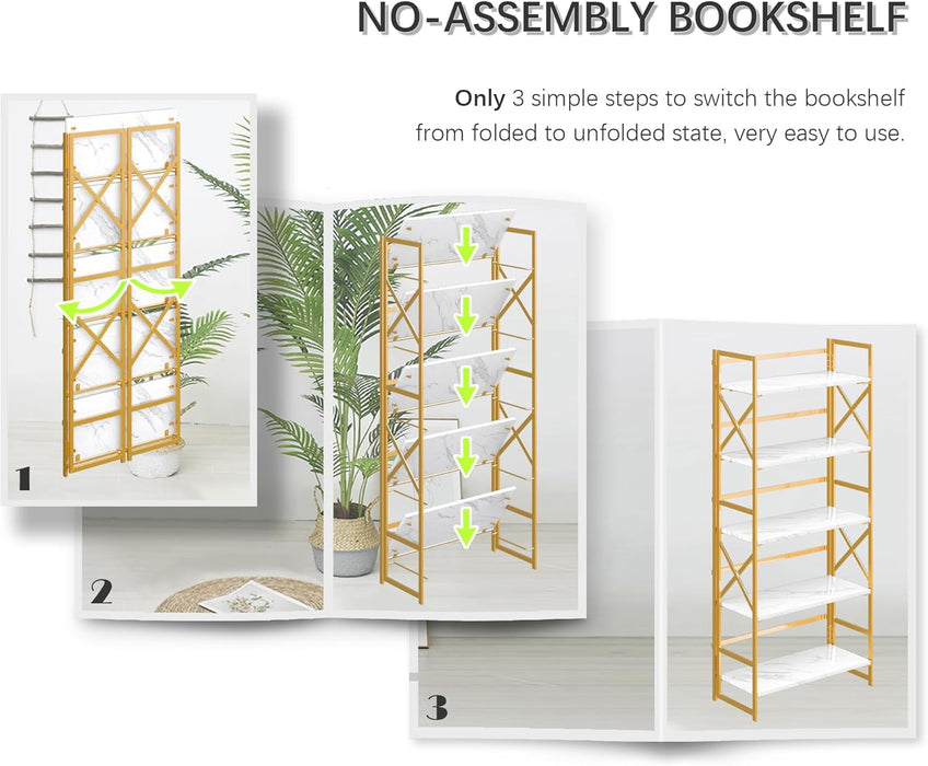 Five Tier Bookshelf White Gold UltraFinish Coatings