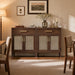 60" Walnut Sideboard Buffet Cabinet with Adjustable Shelves